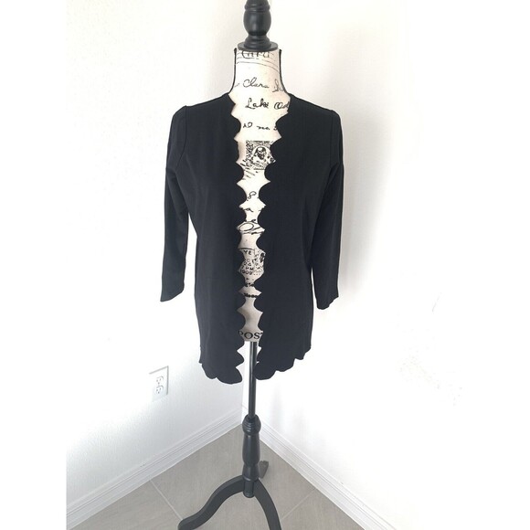Necessary Objects Black Scalloped Cardigan Sweater XS - Picture 1 of 5